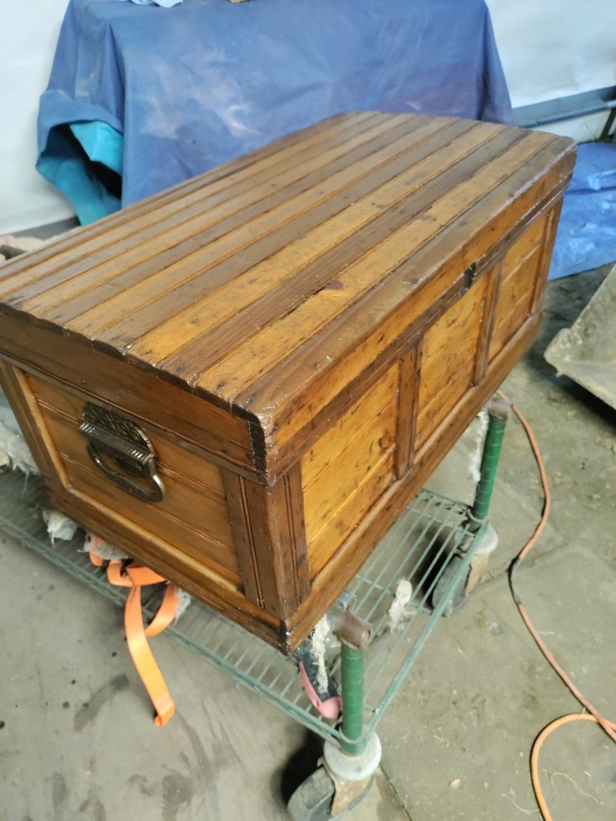 Antique Pine Trunk From The 1870s
