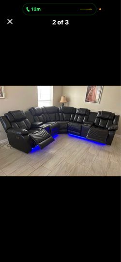 Beautiful Reclining Sectional Sofa with LED Lights