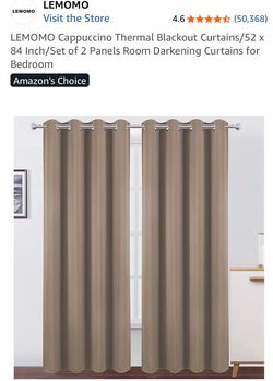Blackout curtain 2 panels, 52x84”, dark cappuccino, new