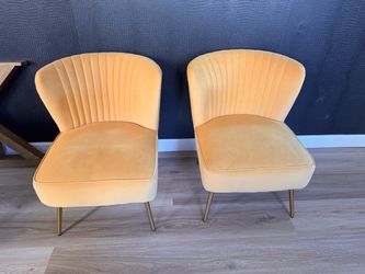 Pair of Mustard Velvet Accent Chairs