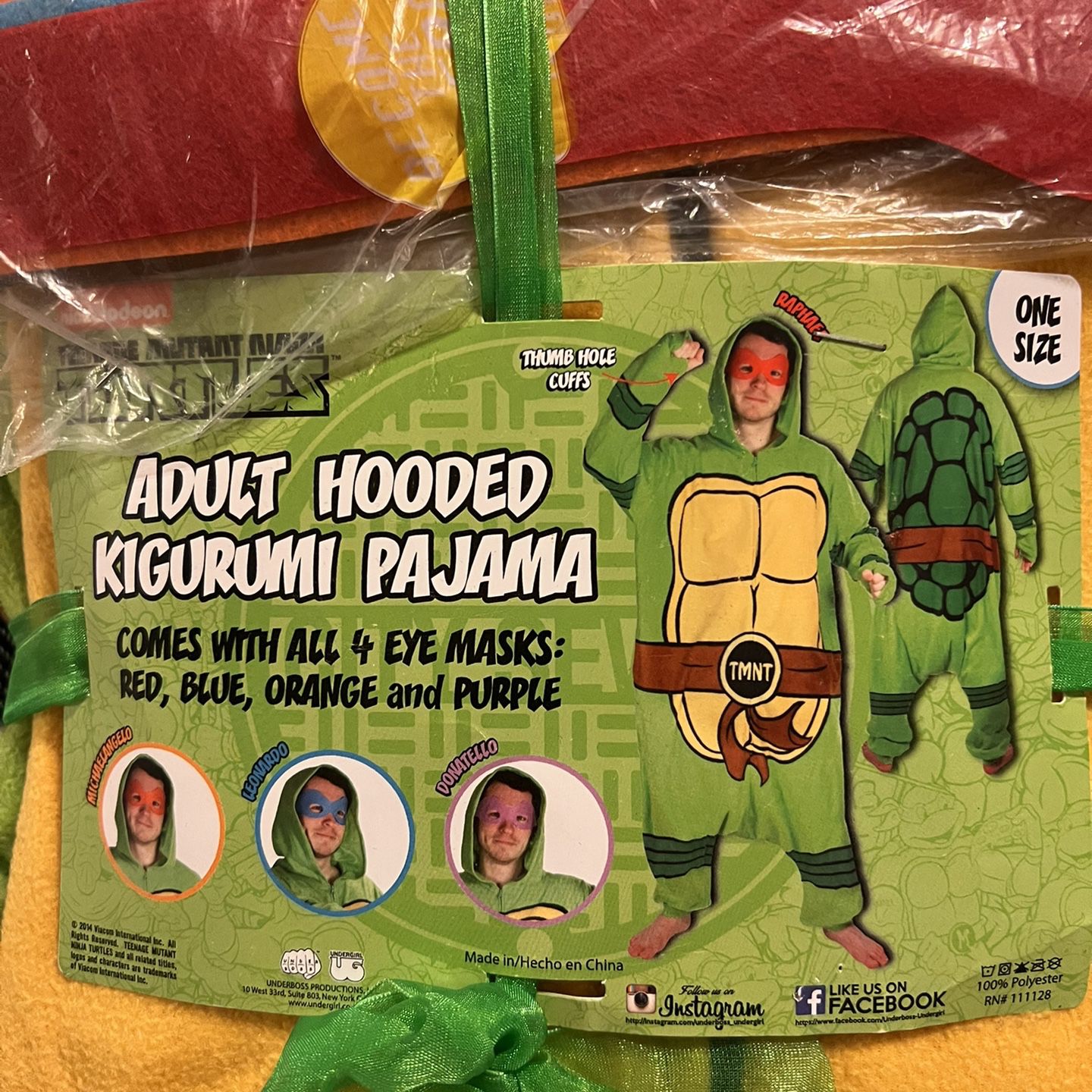 Teenage Mutant Ninja Turtles Adult Hooded Costume /Pajama for Sale