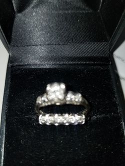 Antique wedding ring set 1950s sz 7