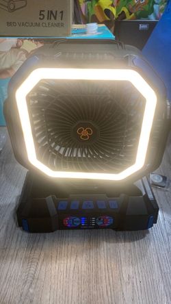Portable Rechargeable Camping Fan with LED Light, Remote & Timer