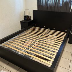 Black bed frame, full size, ikea Malm