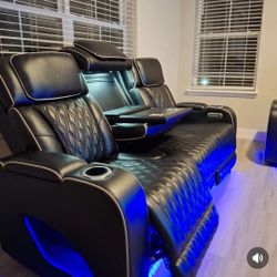Sofa And Loveseat Recliner With Speakers And Led Lighting 