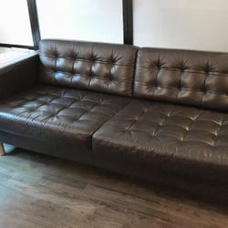 Gorgeous Espresso Leather Tufted Couch 