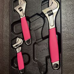 Snap On 3 Piece Adjustable Wrench Set Electric Pink