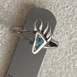 Hand Crafted Turquoise Silver Claw Ring, 1/2” Long, Size 7 1/2