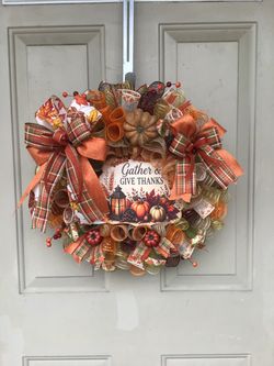 Fall Harvest Thanksgiving Door Wreath..Pickup in Rock Hill