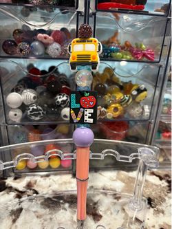 School Bus Beaded Pen