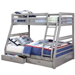 EXCELLENT CONDITION- Grey Bunk Bed- Twin Over Full
