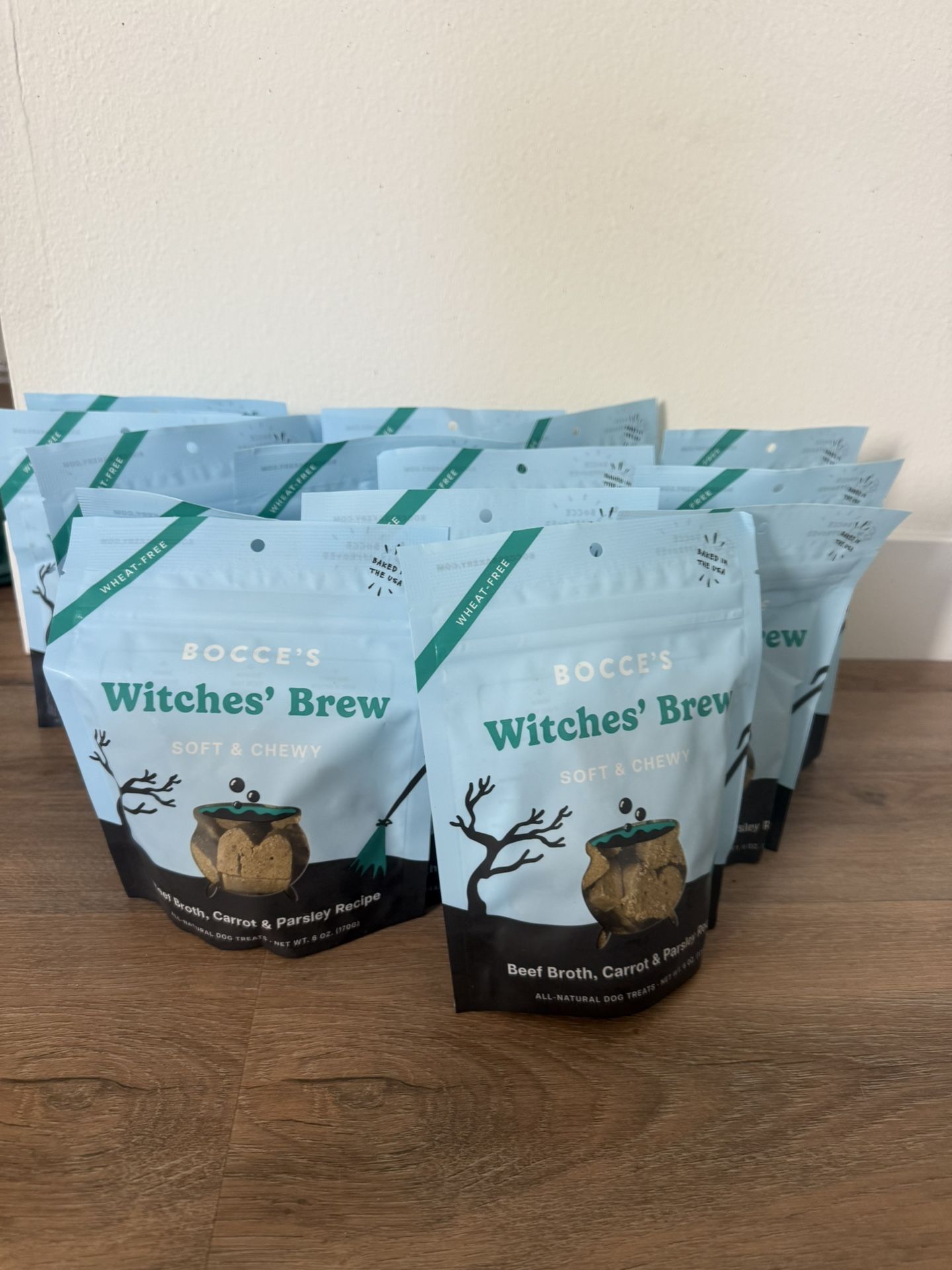 Bocce’s Witches Brew Soft & Chewy:  beef broth, carrot, & parsley receipe - NEW dog treats