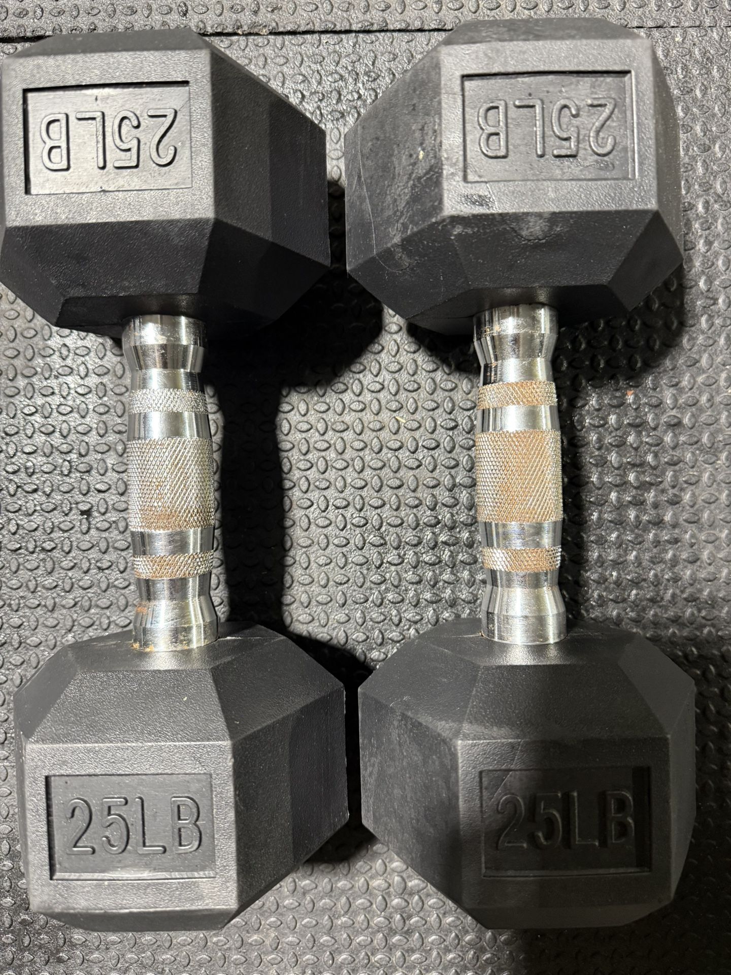 Set of 25 Lb Hex Dumbbells