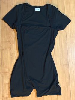 Oh Polly "Bea" Black Square Neck Cap Sleeve Unitard Romper Playsuit US 6 / UK 10