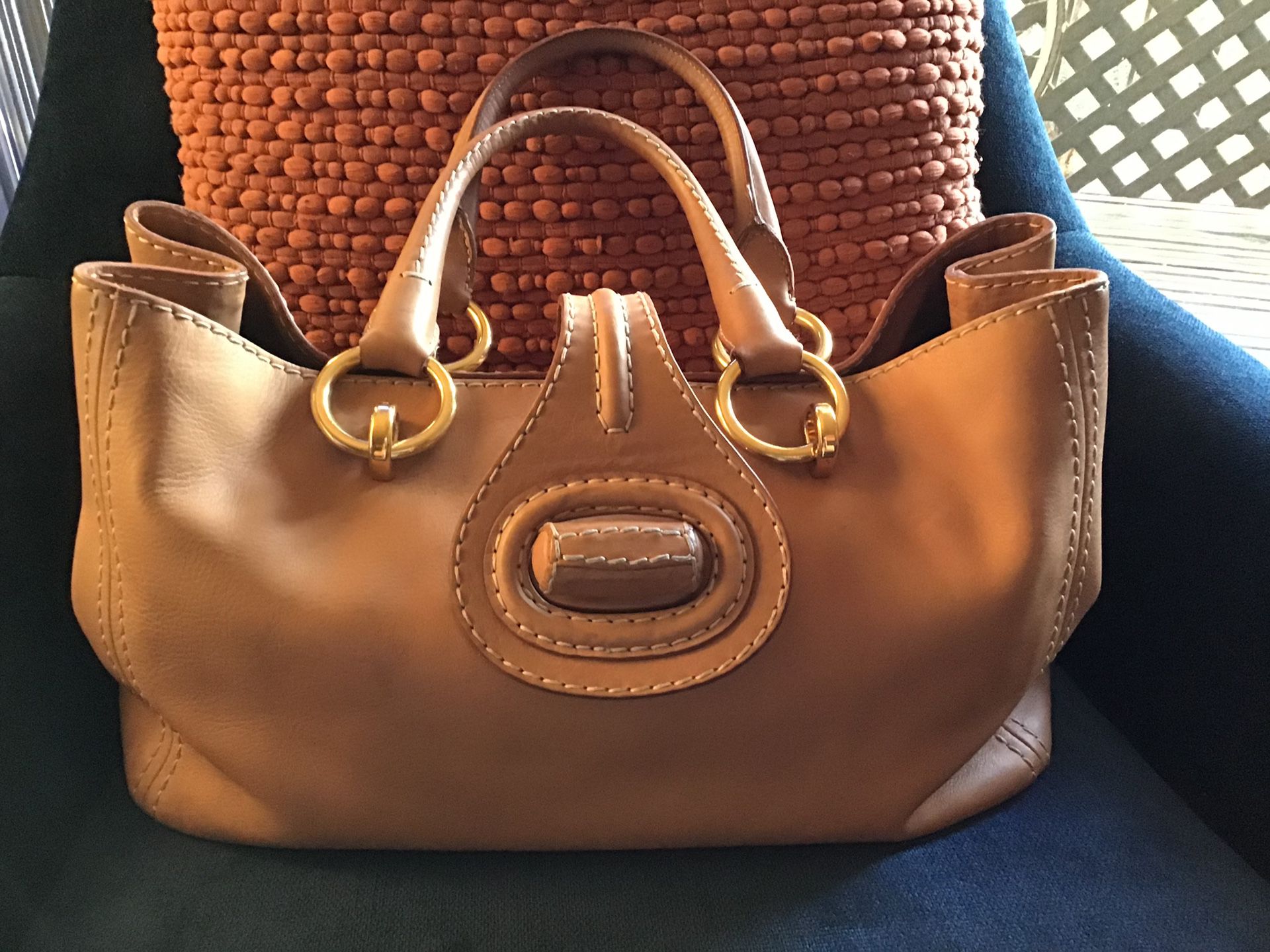 $2000 Prada Tan Leather Satchel Bag Handbag Purse