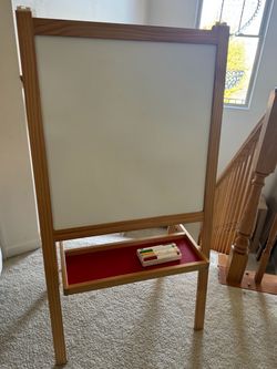 Ikea Wooden Standing Whiteboard Easel with Marker Tray
