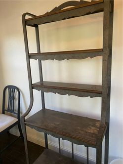 Rustic Metal and Wood Etagere Bakers rack