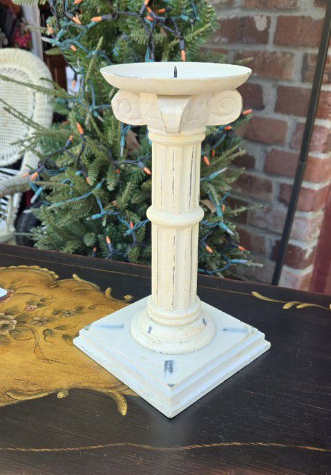 White Pillar Candle Holder