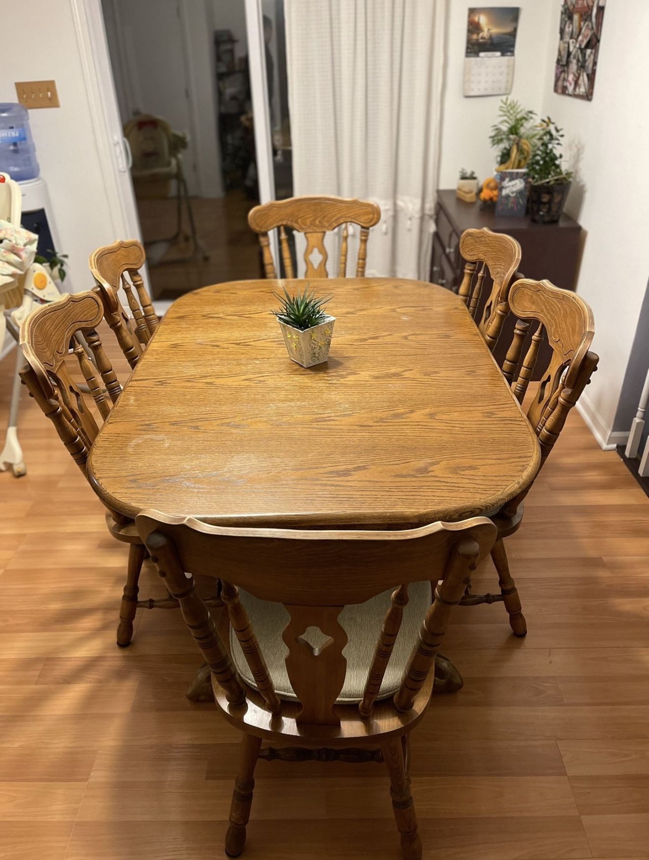 Oak Dining Extendable Table With 6 Chairs 