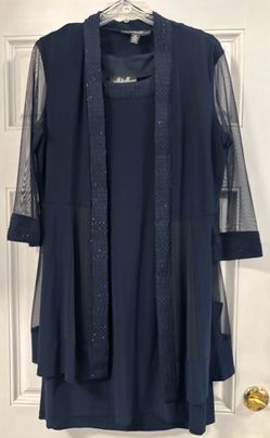 Navy Blue 2-Piece Dress and Jacket Set XL