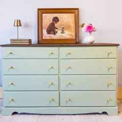8 Drawer Dresser, Sage & Wood