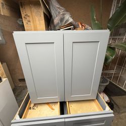 Gray Shaker Style Double Door Wall Cabinet