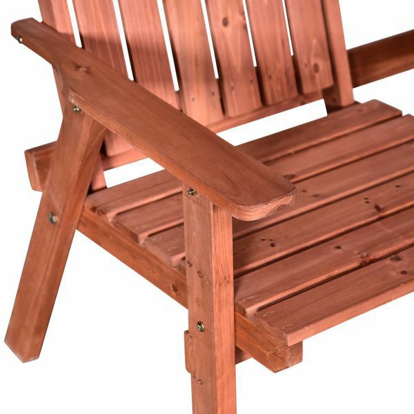 Patio Wooden Double Chair Garden Bench with Middle Table & Natural Weather-Fighting Materials
