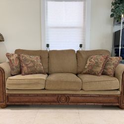 Sofa + Solid Wood End Tables