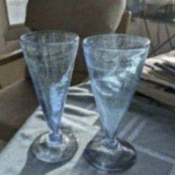 2 Heavy Wine Glasses For $8