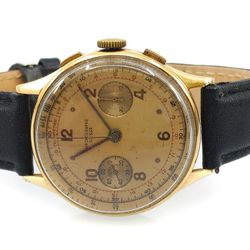 Vintage Chronographe Suisse Chronograph 18K Rose Gold Men's Watch 38mm