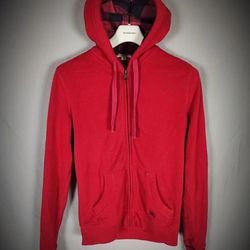 Red Burberry zip up hoodie