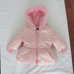 Girls 12 Months Pink Heart Print Winter Snow Jacket 