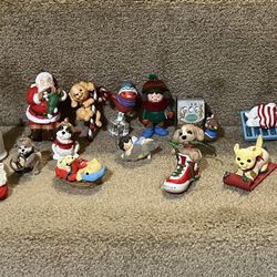 Hallmark Christmas ornament lot of 16 no box Penguin Polar bear Cat Dog in shoe