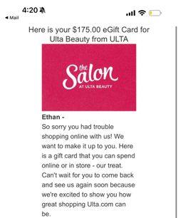 175 Ulta GIFT CARD