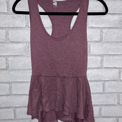 Anthropologie Ribbed Peplum Tank Top – Purple – Size S (Painted Threads)