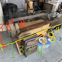 Glass Dining Table On Brown Wooden Legs