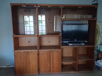 Vintage oakwood entertainment center