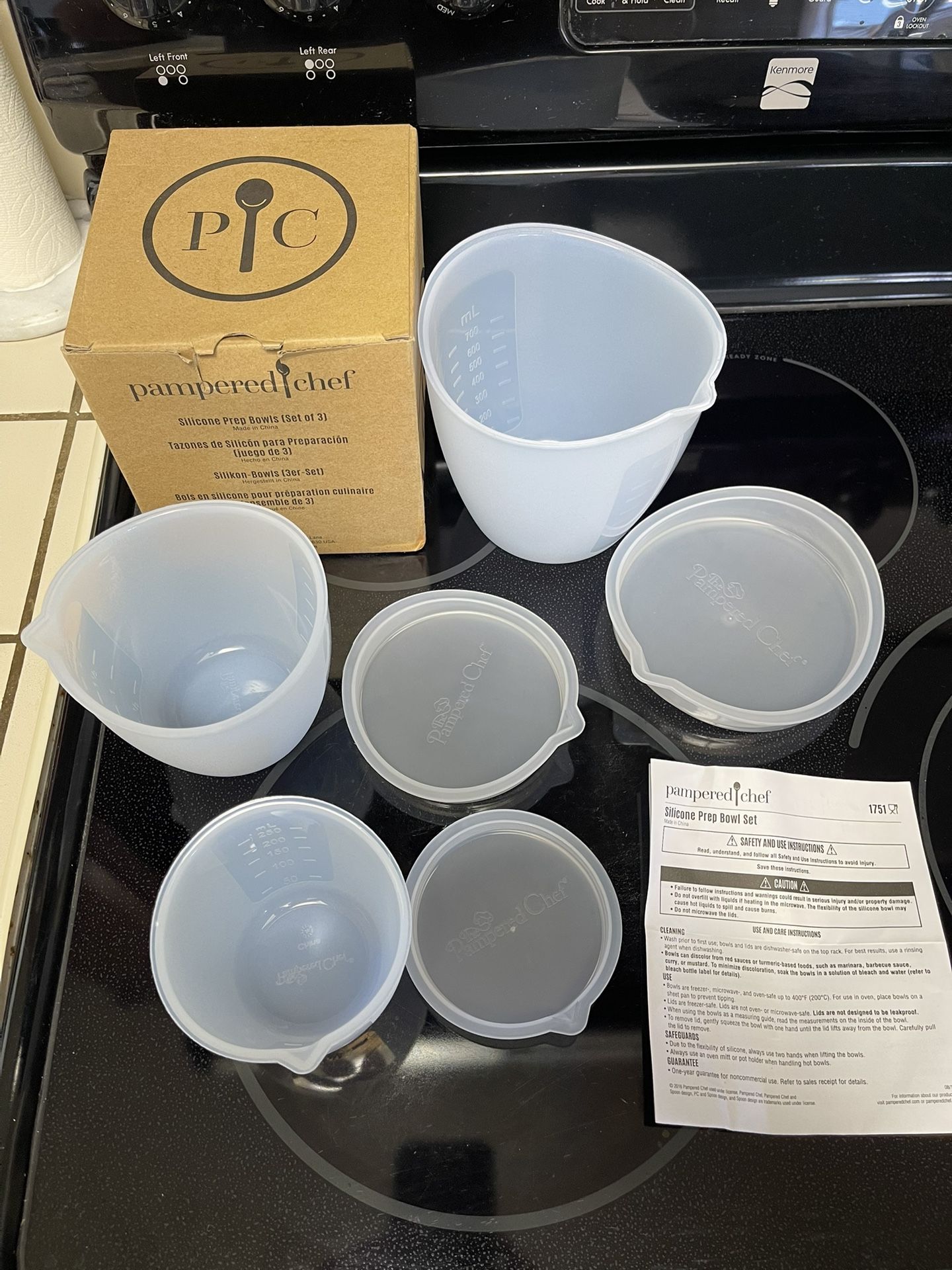 Pampered Chef Silicone Prep Bowls - Set of 3