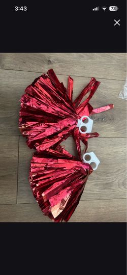 Red Metallic Cheerleading Pom Poms Set of 2
