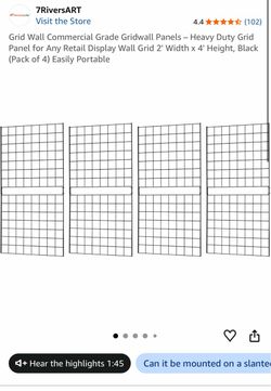 7RiversART Grid Wall Commercial Grade Gridwall Panels 2' x 4' (Pack of 4)