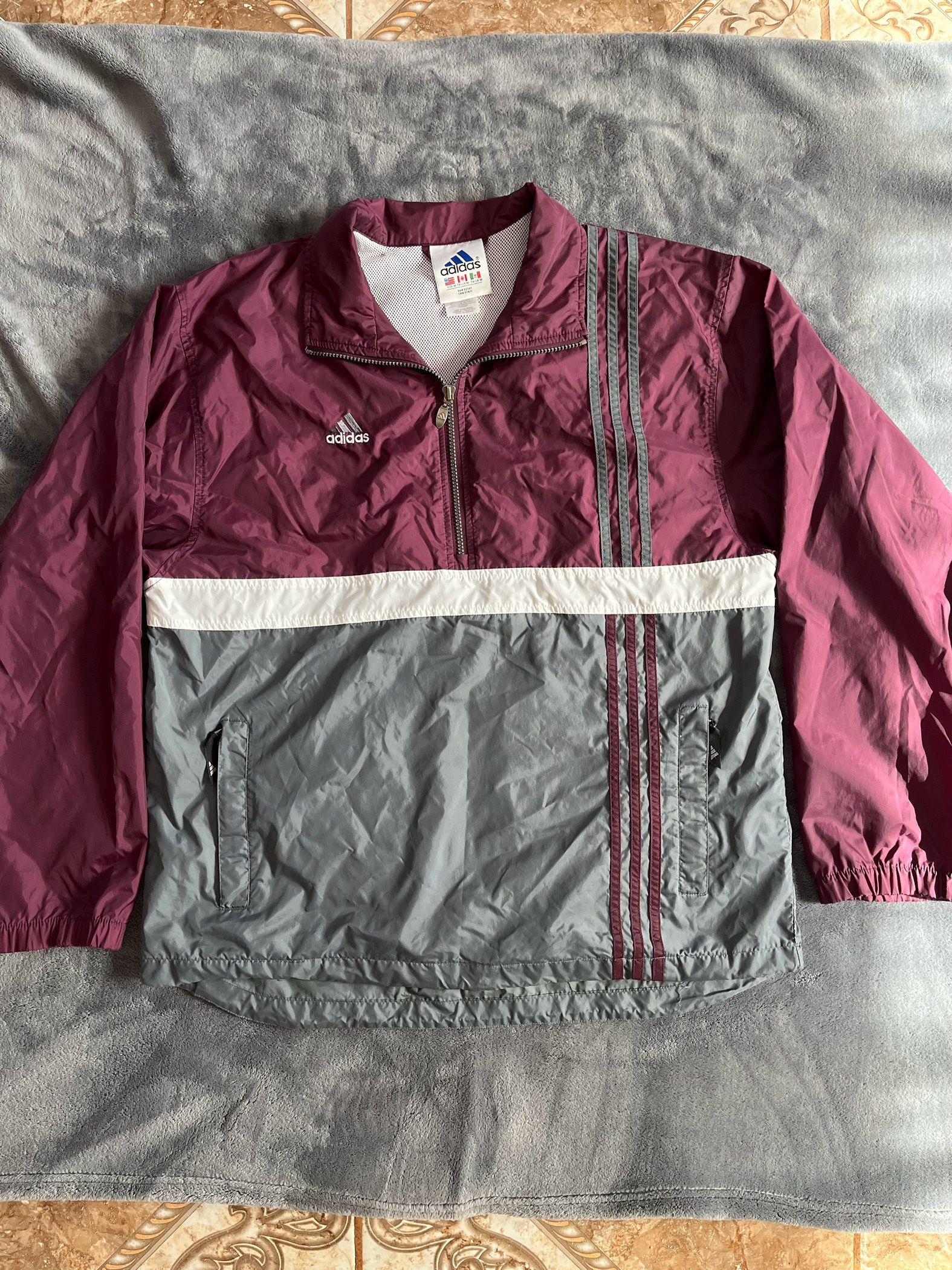 vintage Adidas 1/4 zip pullover windbreaker jacket men’s M medium