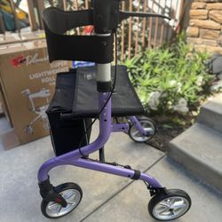 Purple Color Lightweight Rollator Walker, Slim Folding. Large Seat, Back support. Brand New.