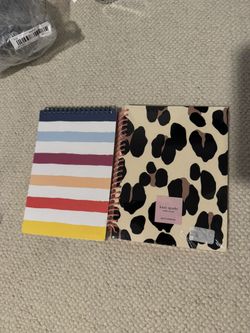 New Lot Of 2 Kate Spade Forest Feline And Candy Stripe Spiral Notebooks 