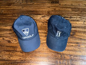 BUNDLE (2) PGA Tour & Top Golf Hats Cotton Strapback Navy Blue Caps Pro Golf