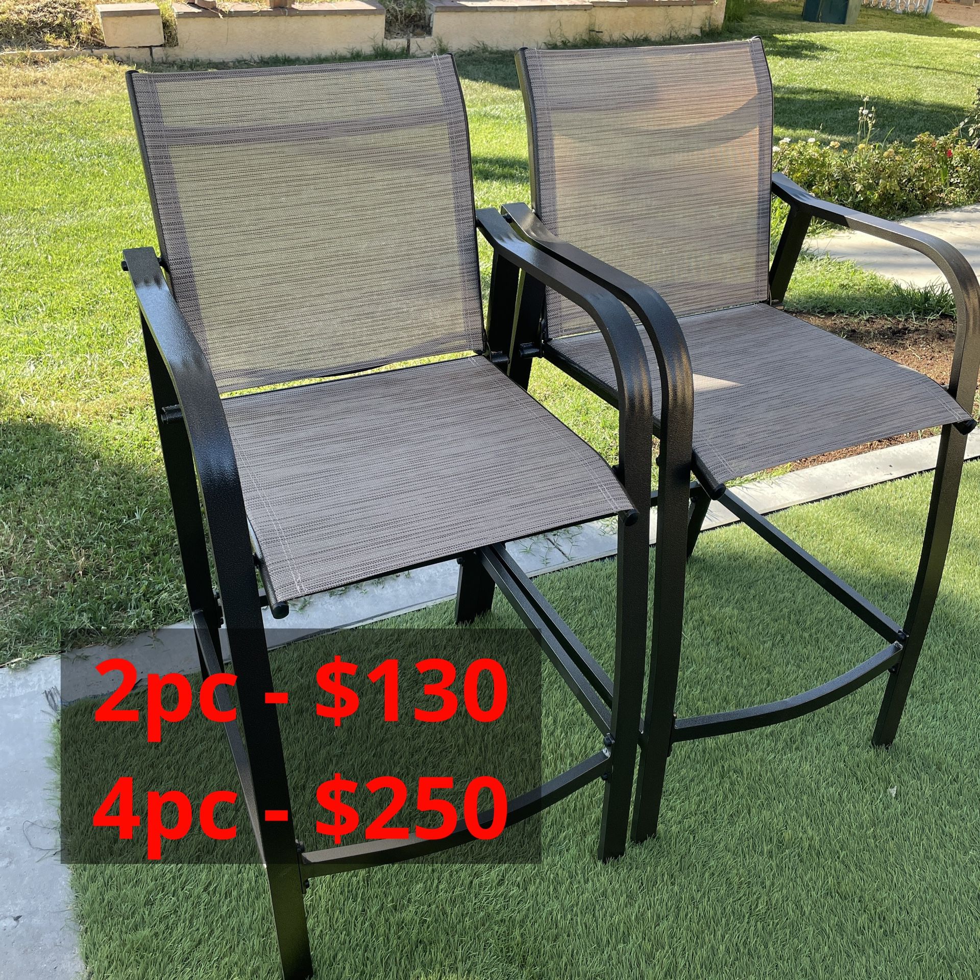 New All Weather Outdoor Patio Counter Height Bar Stool Chair High Chair Beige (2pc - $130) Or (4pc - $250)