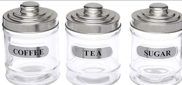Glass Kitchen Canister Coffee Sugar Storage Jar Kitchen