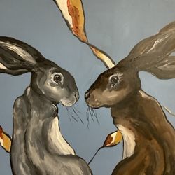 Two Beautiful Bunnies Original Painting 