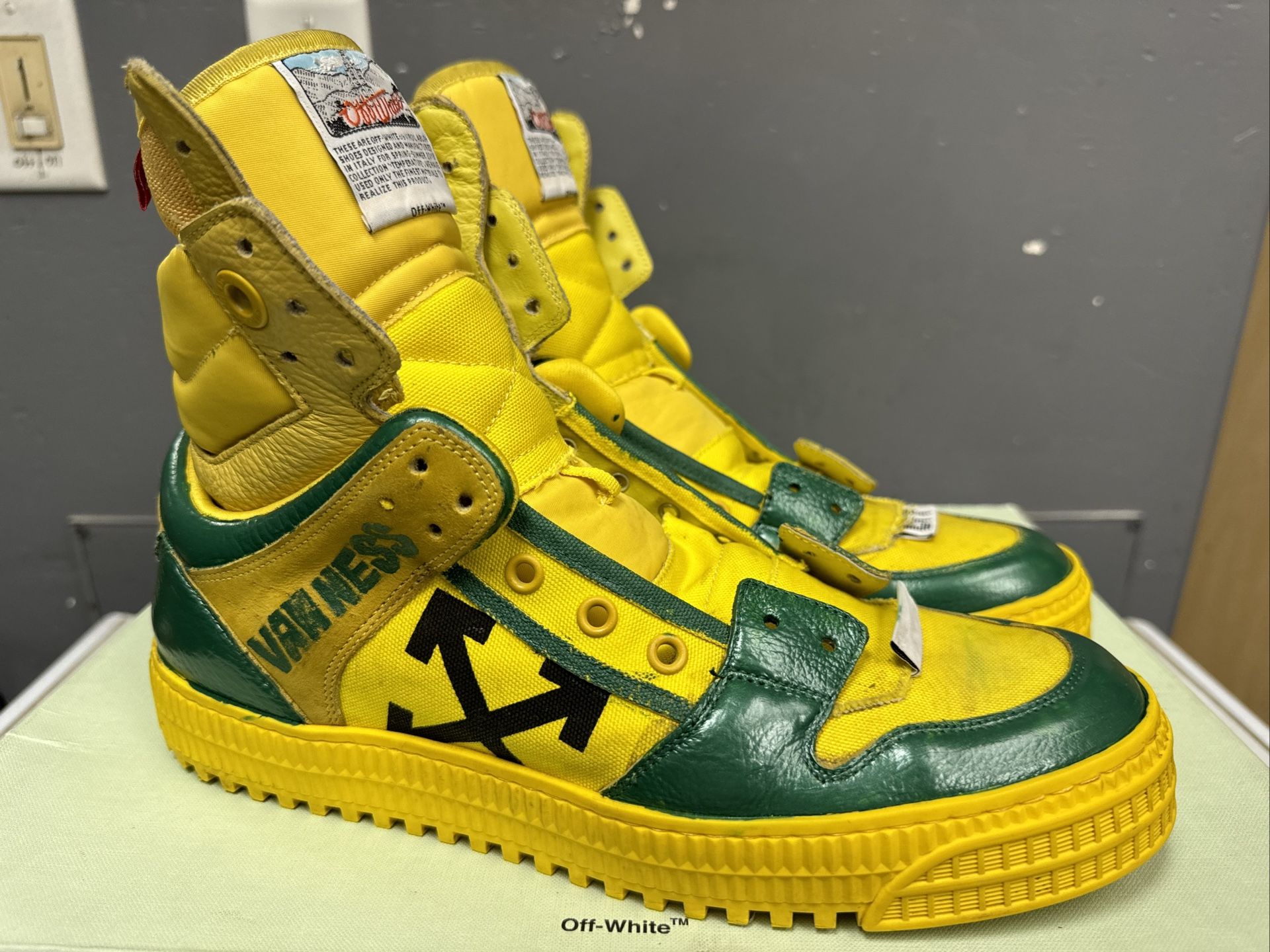 Off White Off Court High Tops Yellow Size 7.5M