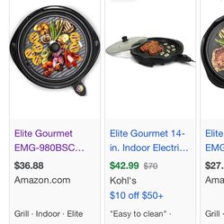 Elite Gourmet grill $18.00