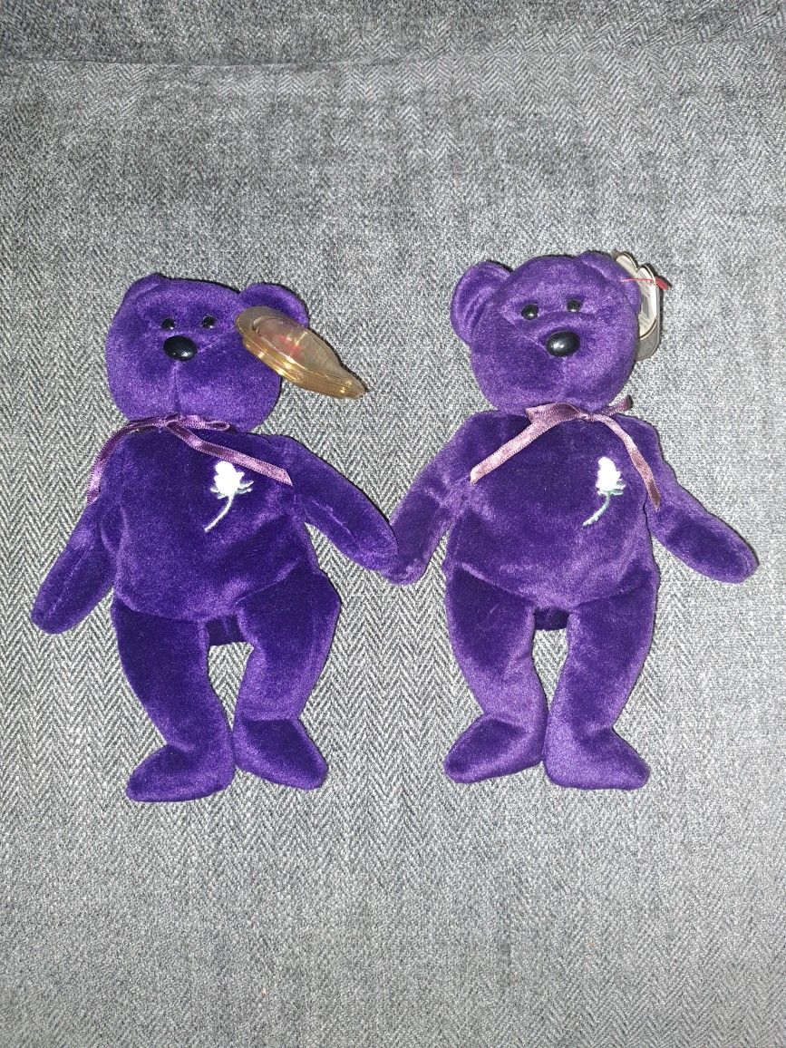 2 Vintage Princess Diana Ty Beanie Babies In Excellent New Condition For 1 Price